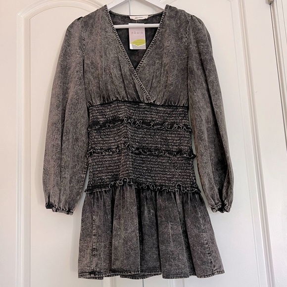 Idem Ditto Tone of Voice Acid Washed Smock Mini Dress Black Sz S 100% cotton NWT - Picture 1 of 8